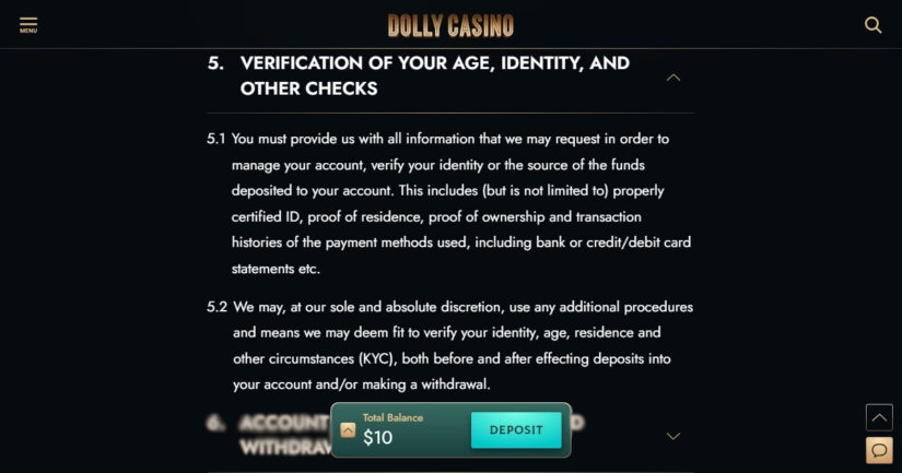 No Verification casino withdrawal: Dolly Casino