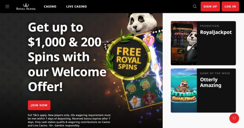 Welcome bonus at Royal Panda Casino in Canada