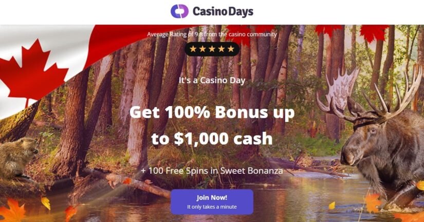 Welcome bonus for Canada at Casino Days