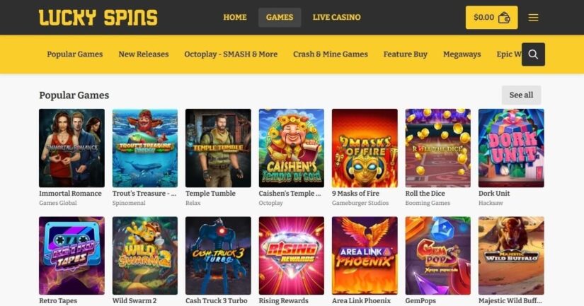 Lucky Spins casino games