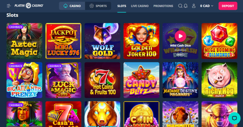 Games and slots at Platin Casino