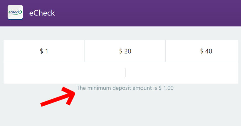 Minimum deposit at eCheck casino