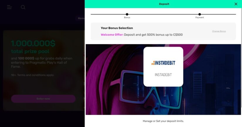 Instadebit casino bonus