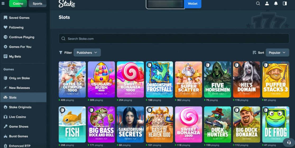 Crypto slots at Stake casino
