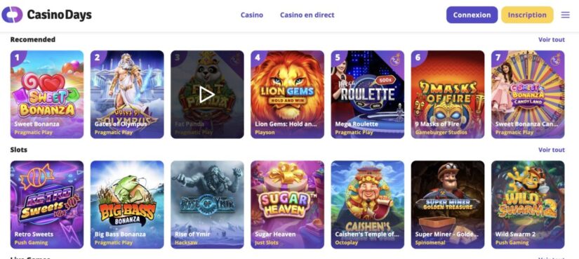 Jeux aux Casino Days