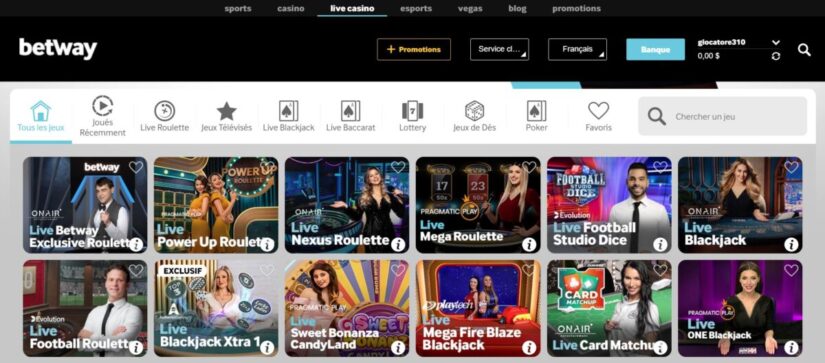 Betway casino en direct