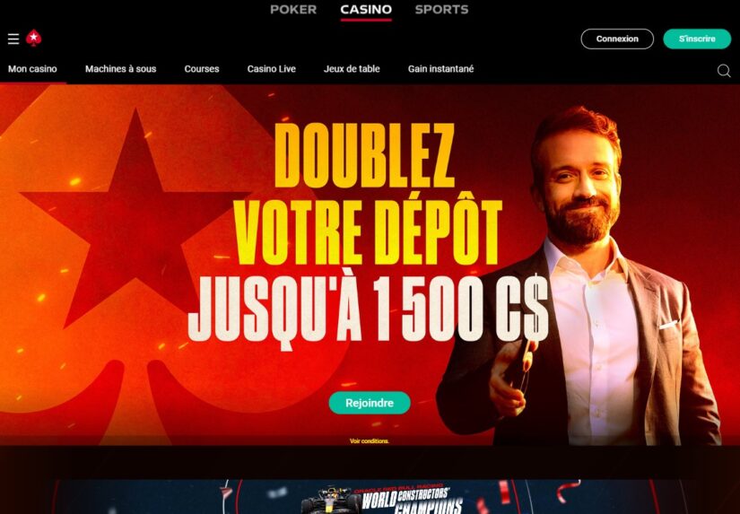 page d'accueil de l'un des meilleurs casinos en ligne au Canada, Pokerstars