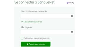 Page de la banque qui s'est ouverte pour le pouvoir effectuer le virement Interac