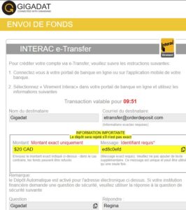 Terminez la transaction Gigadat