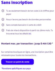 Option sans inscription Paysafecard étape 1