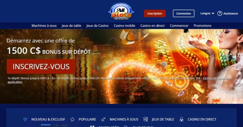 Bonus de casino pour les nouveaux joueurs à All Slots Casino Canada