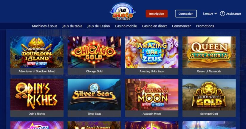 Jeux disponibles au All Slots Casino les joueurs du Canada