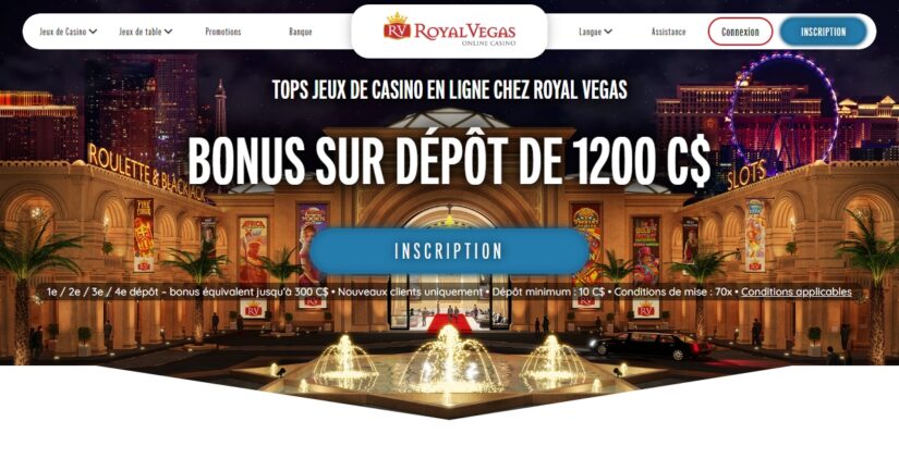 bonus de bienvenue au royal vegas casino